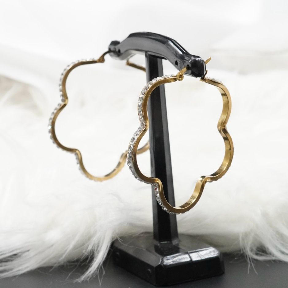 Miniatura 4 de CANDONGA TREBOL PIEDRA BLANCA-DORADA